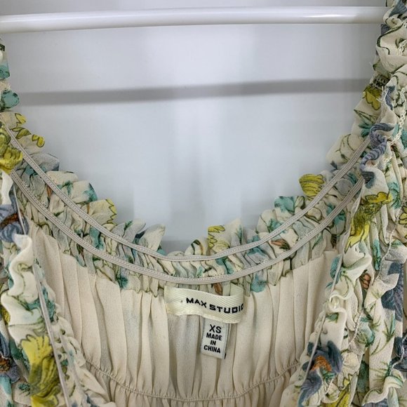 Max Studio Dress Floral Print Smocked Midi Short Sleeve Lined - Picture 3 of 12